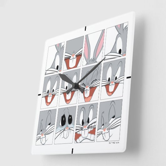 BUGS BUNNY™ Expression Blocks Quadratische Wanduhr (Winkel)