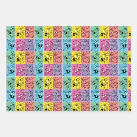 BUGS BUNNY™ Farbblockausdrücke Geschenkpapier Set (Vorderseite)