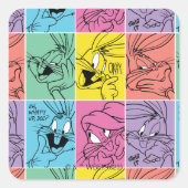 BUGS BUNNY™ Farbblockausdrücke Quadratischer Aufkleber (Vorderseite)