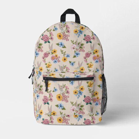 BUGS BUNNY™ Floral Embroidery Pattern Bedruckter Rucksack (Vorderseite)