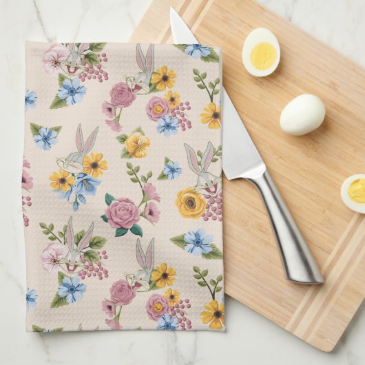 BUGS BUNNY™ Floral Embroidery Pattern Geschirrtuch (Viertel Falte)