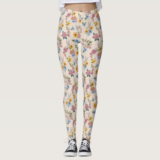 BUGS BUNNY™ Floral Embroidery Pattern Leggings (Vorderseite)