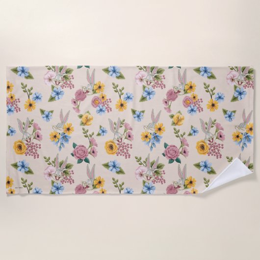 BUGS BUNNY™ Floral Embroidery Pattern Strandtuch (Vorderseite)