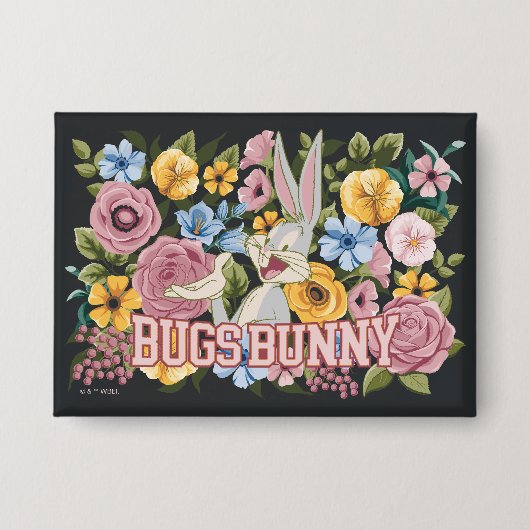 BUGS BUNNY™ Florale Stickerei Grafik Button (Vorderseite)
