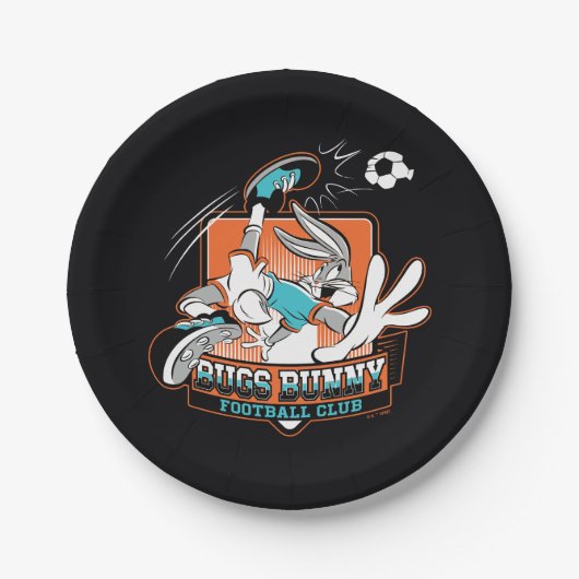 BUGS BUNNY™ Fußballclub-Abzeichen Pappteller (Vorderseite)