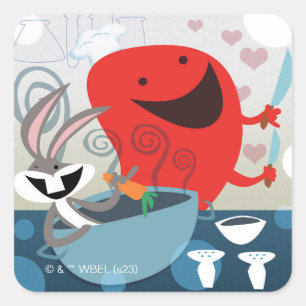 BUGS BUNNY™ & Gossamer Whimsical Meal Prep Quadratischer Aufkleber