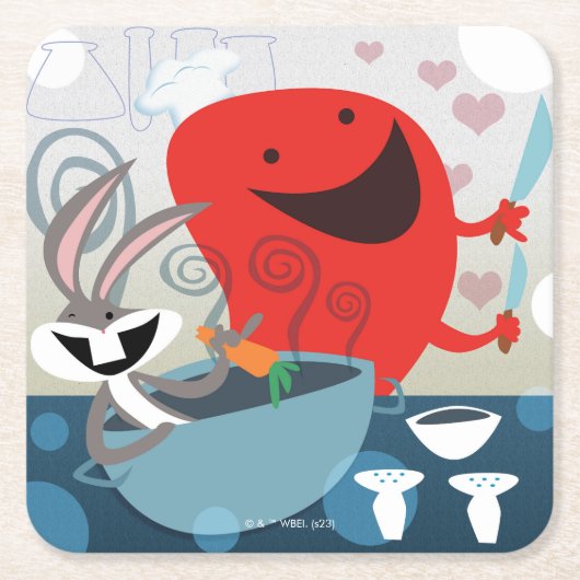 BUGS BUNNY™ & Gossamer Whimsical Meal Prep Rechteckiger Pappuntersetzer (Vorderseite)