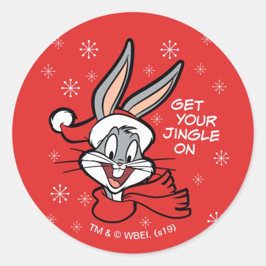 BUGS BUNNY™ Holiday Cheer Runder Aufkleber (Vorderseite)