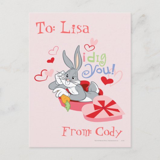 BUGS BUNNY™ I Dig You! Postkarte (Vorderseite)