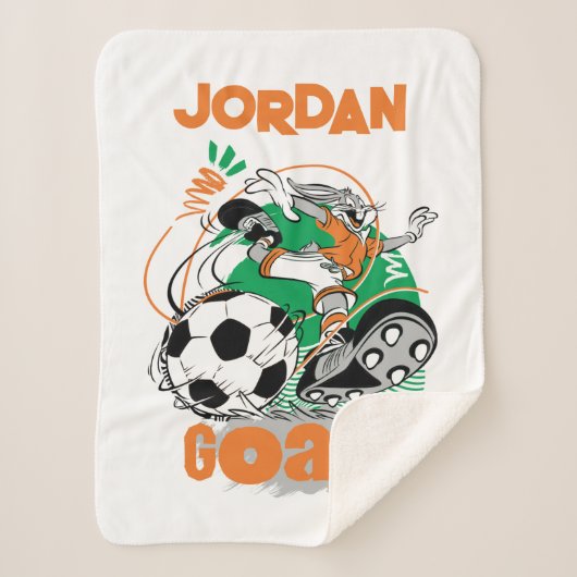BUGS BUNNY™ Kicking Soccer Goal Sherpadecke (Vorderseite)