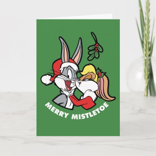 BUGS BUNNY™ & Lola "Merry Mistletoe" Feiertagskarte (Vorderseite)