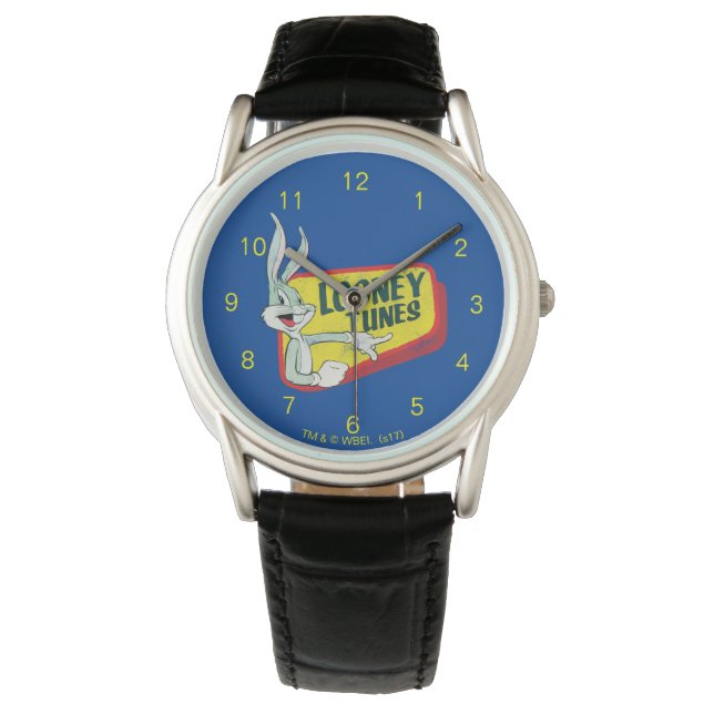 BUGS BUNNY™ LOONEY TUNES™ Retro-Patch Armbanduhr (Vorderseite)