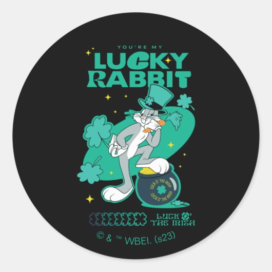 BUGS BUNNY™ Lucky Rabbit Runder Aufkleber (Vorderseite)