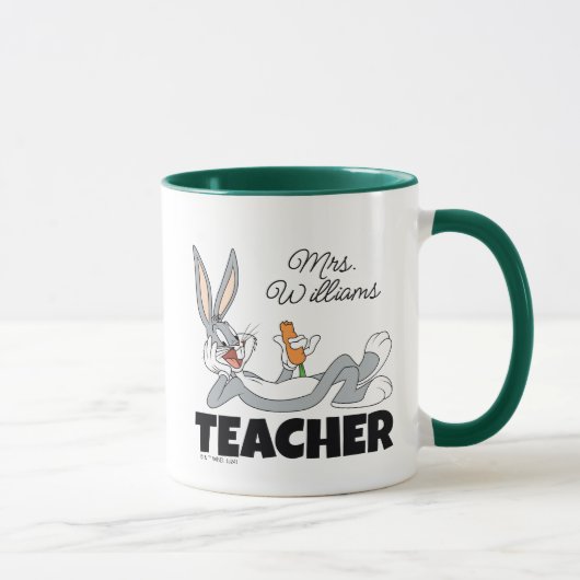 BUGS BUNNY™ Lying Down Eating Carrot Teacher Tasse (Rechts)