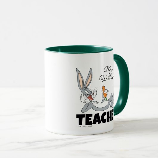 BUGS BUNNY™ Lying Down Eating Carrot Teacher Tasse (VorderseiteRechts)