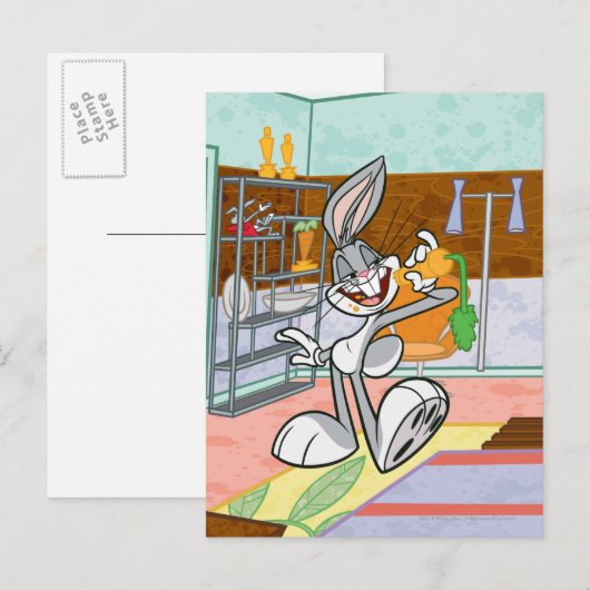 BUGS BUNNY™ mit Karotte Postkarte (Vorne/Hinten)