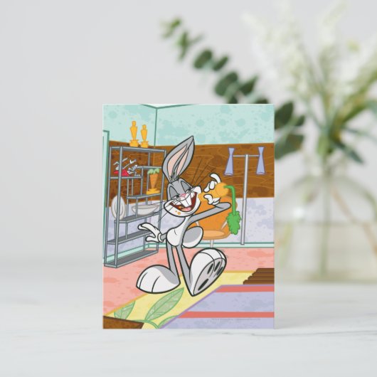 BUGS BUNNY™ mit Karotte Postkarte (Stehend Vorderseite)