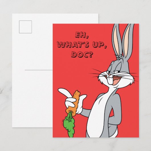 BUGS BUNNY™ mit Karotte Postkarte (Vorne/Hinten)