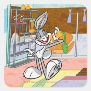 BUGS BUNNY™ mit Karotte Quadratischer Aufkleber