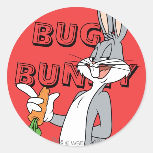 BUGS BUNNY™ mit Karotte Runder Aufkleber (Vorderseite)
