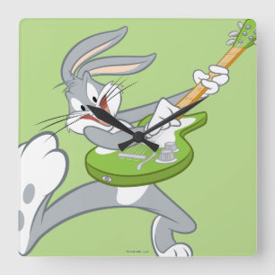 BUGS BUNNY™ Rocking on Gitarre Quadratische Wanduhr