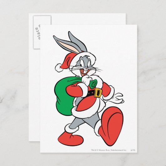 BUGS BUNNY™ Santa Feiertagspostkarte (Vorne/Hinten)