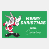 BUGS BUNNY™ Santa Waving | Happy Holidays Rechteckiger Aufkleber (Vorderseite)