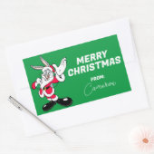 BUGS BUNNY™ Santa Waving | Happy Holidays Rechteckiger Aufkleber (Umschlag)