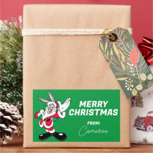 BUGS BUNNY™ Santa Waving Happy Holidays Rechteckiger Aufkleber