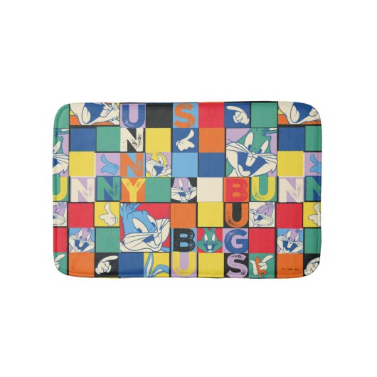 BUGS BUNNY™ Schachbrett mit farbenfrohen Namen und Badematte (Vorderseite)