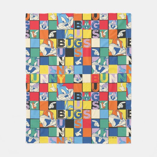 BUGS BUNNY™ Schachbrett mit farbenfrohen Namen und Fleecedecke (Vorderseite)