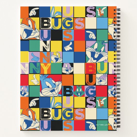 BUGS BUNNY™ Schachbrett mit farbenfrohen Namen und Notizblock (Rückseite)