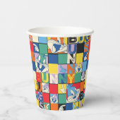 BUGS BUNNY™ Schachbrett mit farbenfrohen Namen und Pappbecher (Rückseite)