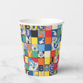 BUGS BUNNY™ Schachbrett mit farbenfrohen Namen und Pappbecher (Links)