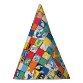 BUGS BUNNY™ Schachbrett mit farbenfrohen Namen und Partyhütchen (Rechts)