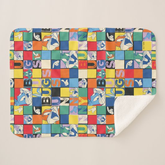 BUGS BUNNY™ Schachbrett mit farbenfrohen Namen und Sherpadecke (Vorderseite (Horizontal))