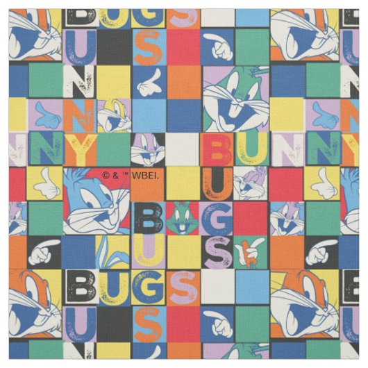 BUGS BUNNY™ Schachbrett mit farbenfrohen Namen und Stoff (Muster)