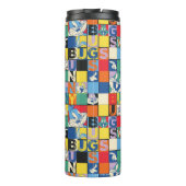 BUGS BUNNY™ Schachbrett mit farbenfrohen Namen und Thermosbecher (Rückseite)