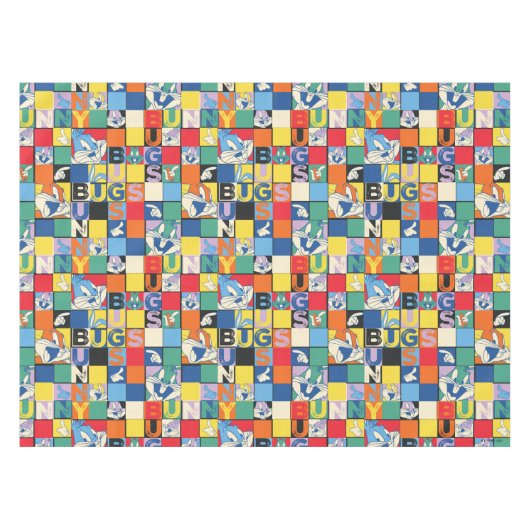 BUGS BUNNY™ Schachbrett mit farbenfrohen Namen und Tischdecke (Vorderseite (Horizontal))