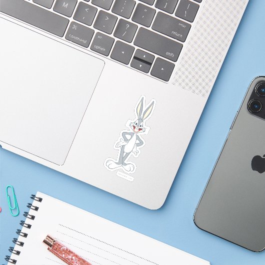 BUGS BUNNY™ Stehend Aufkleber (Laptop mit iPhone)