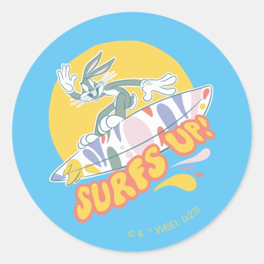 BUGS BUNNY™ - Surfs Up! Runder Aufkleber (Vorderseite)