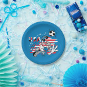BUGS BUNNY™ Team USA Fußball Grafik Pappteller (Party)