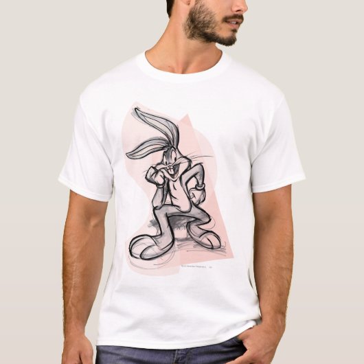 BUGS BUNNY™ Thinker hell rosa T-Shirt (Vorderseite)