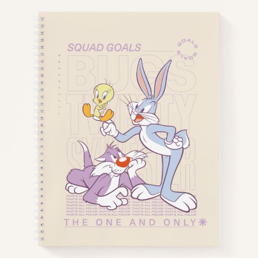 BUGS BUNNY™, TWEETY™, SYLVESTER™ Squad Goals Notizblock (Vorderseite)