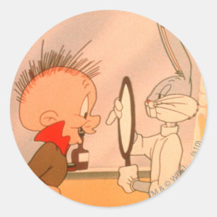 BUGS BUNNY™ und ELMER FUDD™ 2 Runder Aufkleber