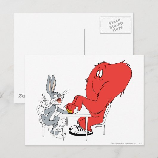 BUGS BUNNY™ und Gossamer Postkarte (Vorne/Hinten)