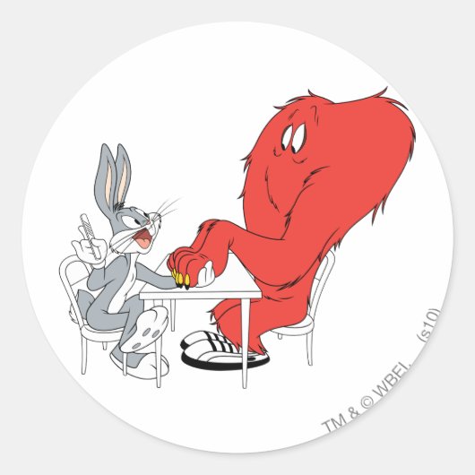 BUGS BUNNY™ und Gossamer Runder Aufkleber (Vorderseite)
