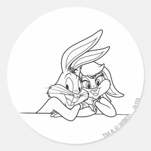 BUGS BUNNY™ und Lola Bunny 3 Runder Aufkleber (Vorderseite)