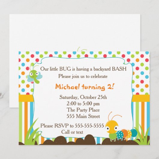 Bugs Einladung Kindergeburtstag Party (Vorne/Hinten)