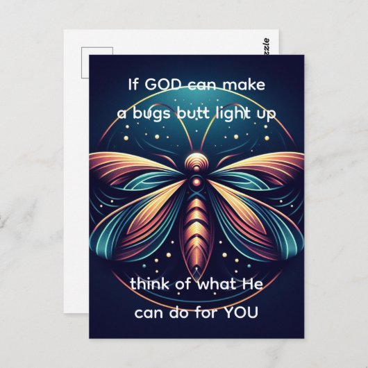 Bugs Hintern Light Up Firefly Blitze Bug Funny Postkarte (Vorne/Hinten)